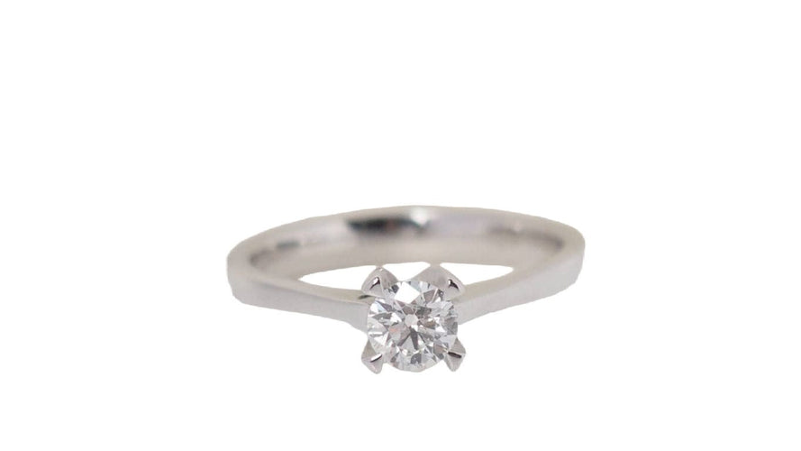 Bague 55 solitaire en or blanc et diamant 0,41 ct Certifié 58 Facettes 31816
