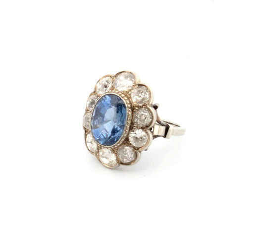 Bague en or blanc avec saphir et diamants