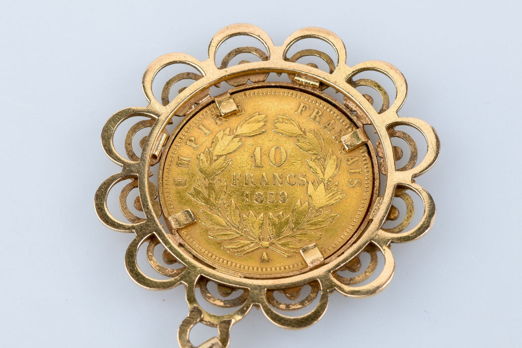 Pendentif Pendentif pièce 10 francs Napoléon III en or jaune 58 Facettes MEDVY64