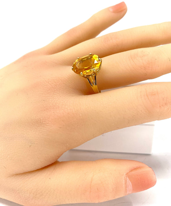 Bague 58 Bague en or jaune et citrine 58 Facettes AB324