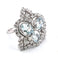Bague 57 Bague vintage en or blanc avec aigue-marine et diamants 58 Facettes