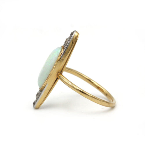 Bague 60 Bague Art Déco - Or, platine, diamants et opale 58 Facettes 250234R