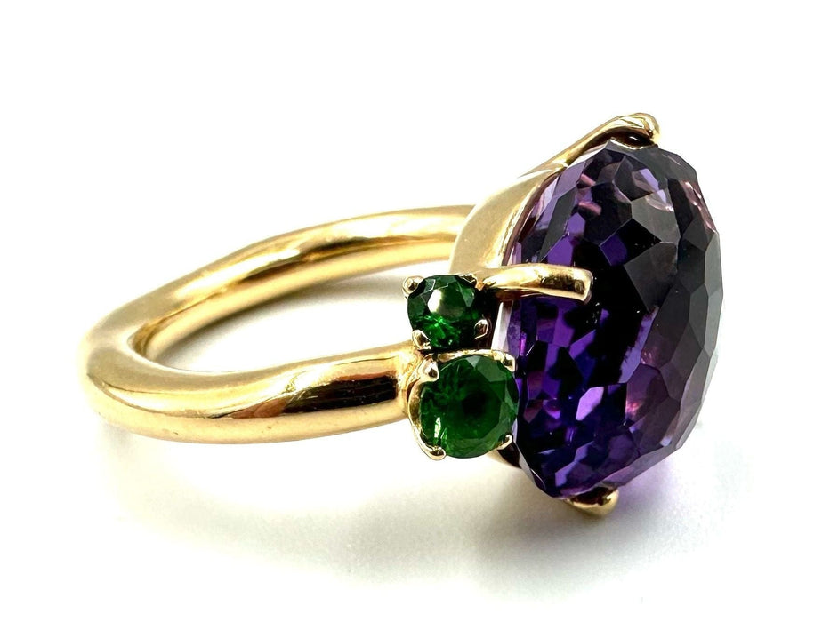 Bague 52 POMELLATO. Bague "Bahia" or jaune, améthyste et tsavorite 58 Facettes