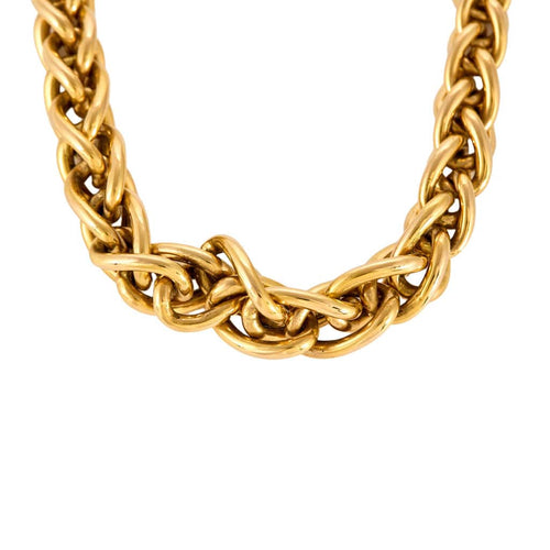 Collier or jaune maille tressée