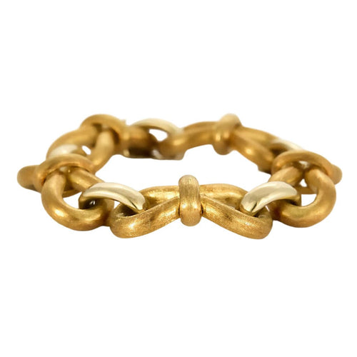 Bracelet souple en or jaune brossé et or gris