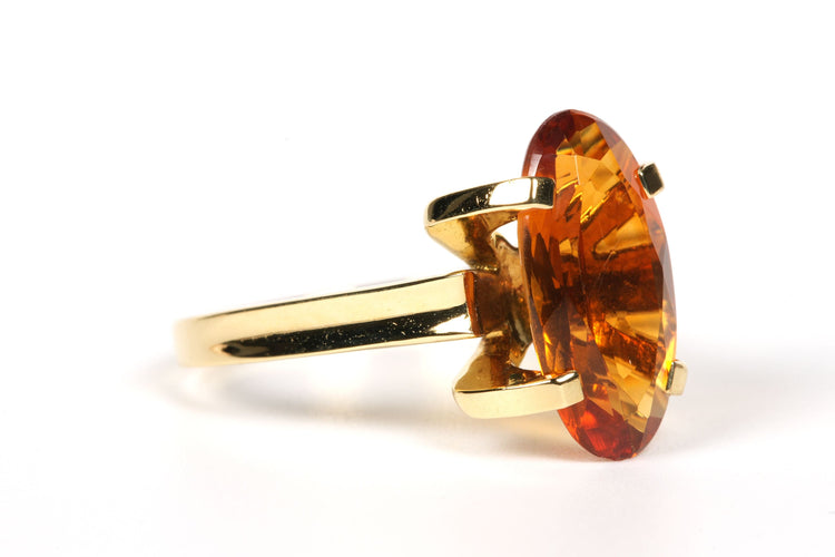 Bague 55 Bague années 70 en or jaune citrine 58 Facettes 21692