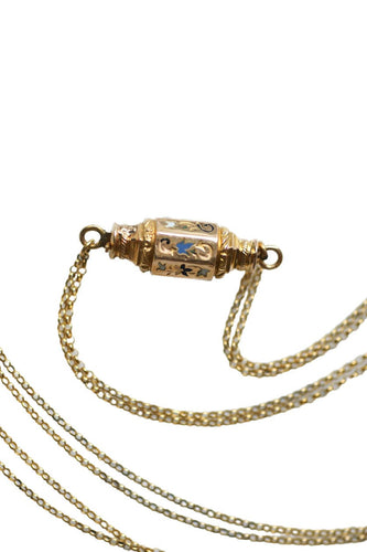 Collier Collier Or Jaune Fermoir Barillet Emaillé et Croix 58 Facettes