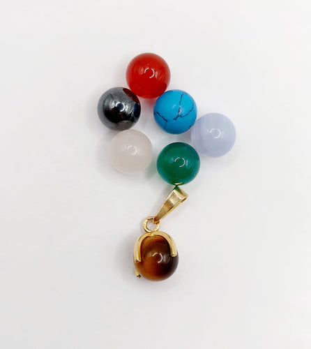 Pendentif Pendentif vintage or jaune 18k billes de pierres interchangeables (quartz et autres) 58 Facettes A06184