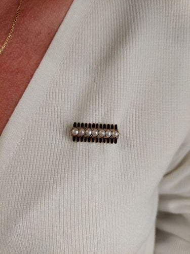 BROCHE ANCIENNE PERLES ÉMAIL ET DIAMANTS 58 Facettes 095641