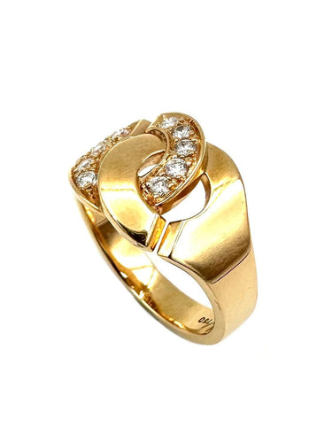 Bague 55 DINH VAN. Collection "Menottes", bague or rose et diamants (moyen modèle) 58 Facettes