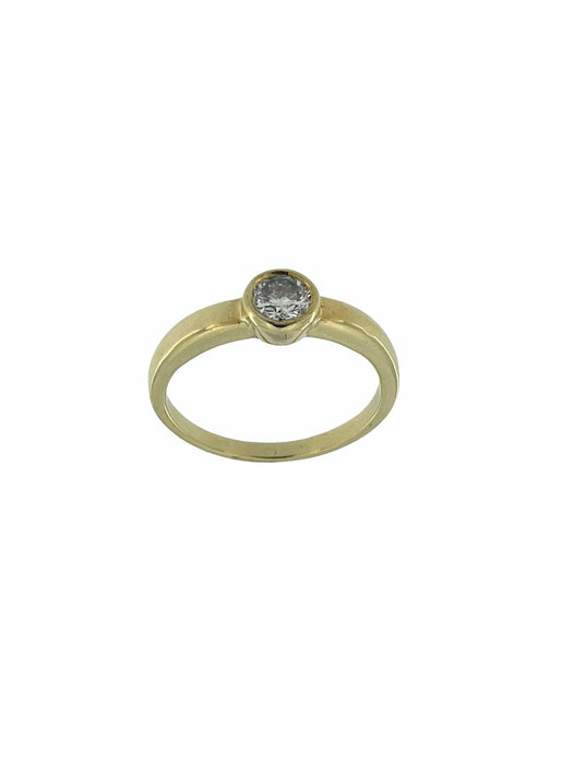 Bague 57.5 Bague de fiançailles en or jaune certifiée HRD avec diamant 58 Facettes