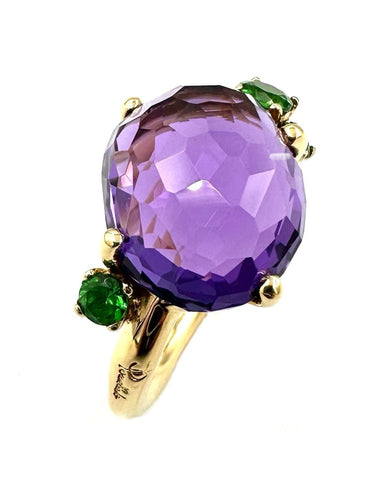 Bague 52 POMELLATO. Bague "Bahia" or jaune, améthyste et tsavorite 58 Facettes