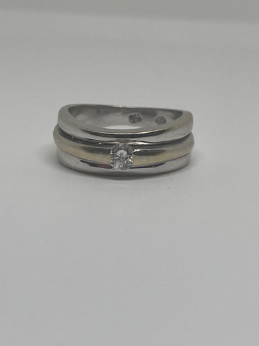 Bague Bague jonc 2 ors sertie d’un diamant de 0,2 carat 58 Facettes