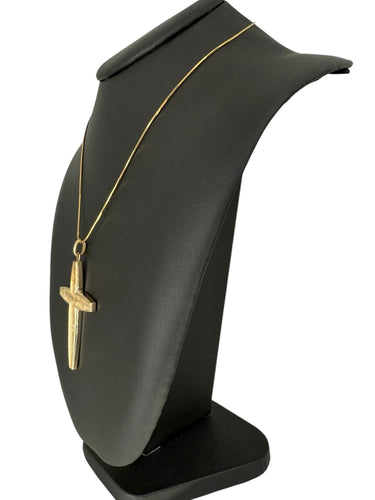 Pendentif croix italienne vintage or jaune, motif d'étoiles