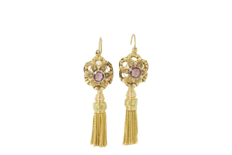 Boucles d'oreilles Boucles d'oreilles pendantes or et grenats Napoléon III 58 Facettes SQ0842333