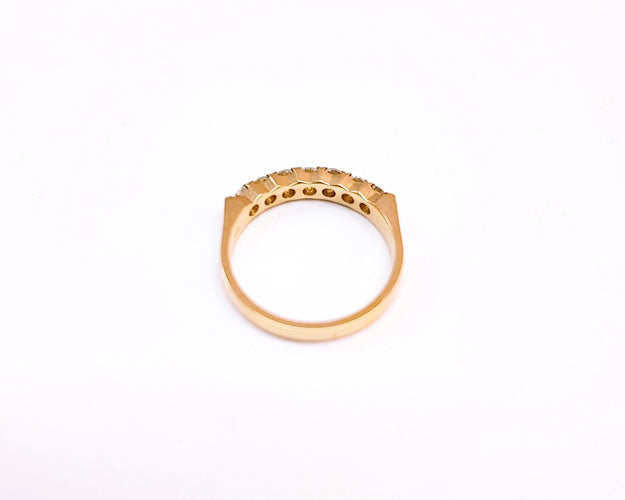 Bague 53.5 Demi alliance diamants or jaune 58 Facettes All.Demi.FA.19-J