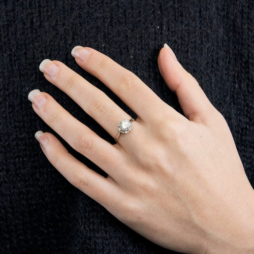 Solitaire or blanc et diamant