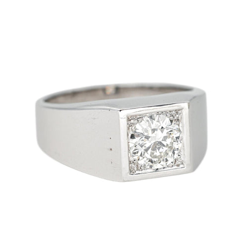 Bague 57 Bague Chevalière  Or blanc Diamant 58 Facettes 4523451CN