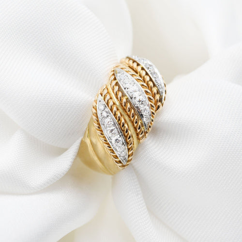 Bague Bague en or blanc et jaune sertie de diamants de 0,42 ct 58 Facettes 13238