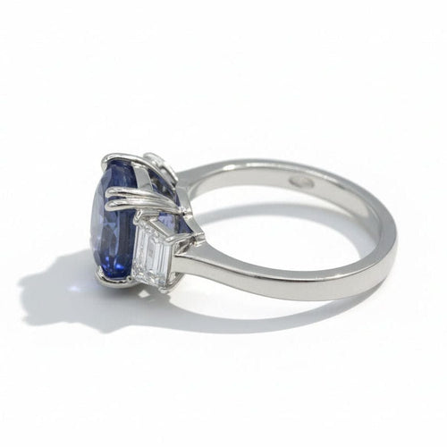 Bague 53 Bague or Blanc - Saphir Ceylan 5,60 carats 58 Facettes 1.0001180/2