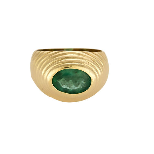 Bague 54 Bague dôme en or jaune et émeraude 58 Facettes TAR1358