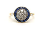 Bague 49 Bague Art Déco or jaune et or blanc sertie de saphirs et de diamants taille brillant (+-0.21ct) 58 Facettes 22980
