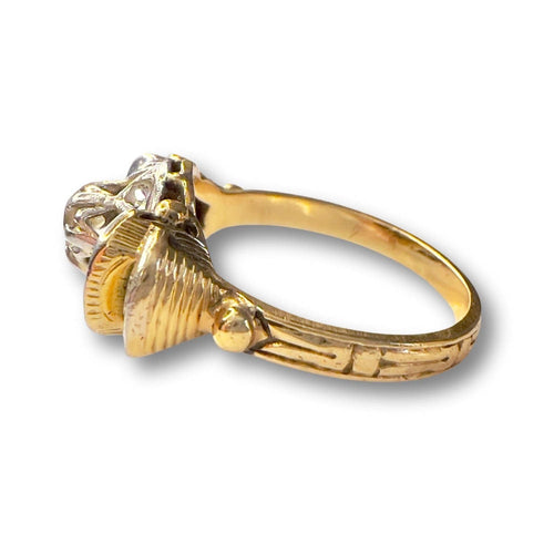 Bague 52 BAGUE ART DÉCO PÉRIODE 1925-1930 en OR 18 KT et PLATINE avec DIAMANTS 58 Facettes Q990A