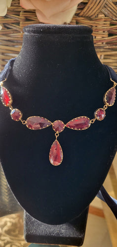 Collier Vintage en or jaune serti de grenats de Perpignan 58 Facettes