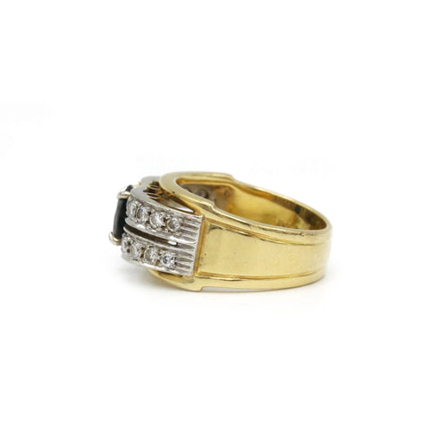 Bague - Or bi-colore, Diamants & Saphir