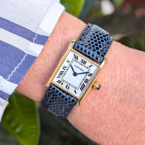 Montre Cartier Tank Louis Cartier Small Model 18k Gold Ref 03 58 Facettes