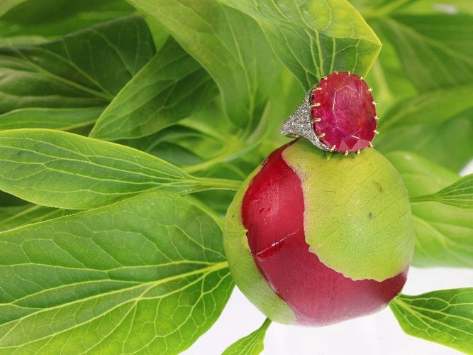 Bague 52 Délice de rubis vintage : bague Art déco avec rubis non traité de 13,5 ct 58 Facettes 17059-0258