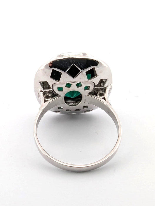 Bague en or blanc avec tourmaline verte et diamants