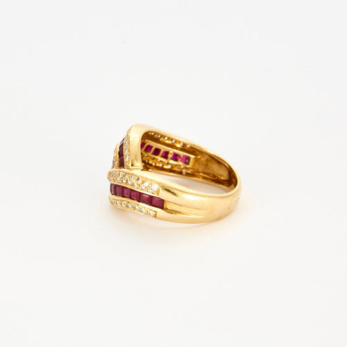 Bague 53 Bague or jaune, rubis et diamants 58 Facettes GU144
