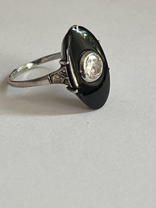 Bague 56 Bague Art Déco platine onyx diamants 58 Facettes 4536