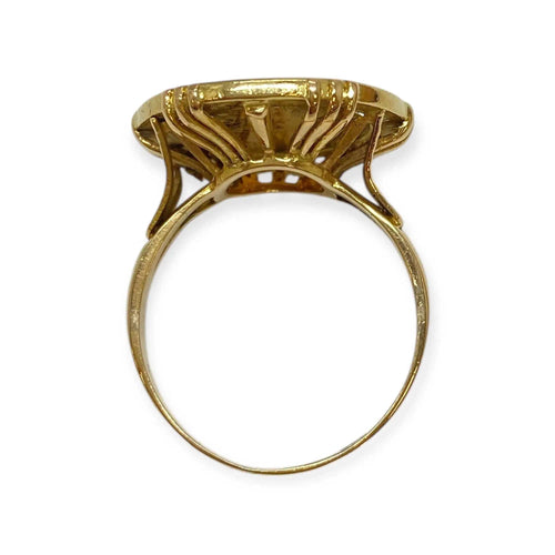 Bague 62 Chevalière d'Amour en or jaune, diamants et rubis "plus qu’hier moins que demain" 58 Facettes 330079805