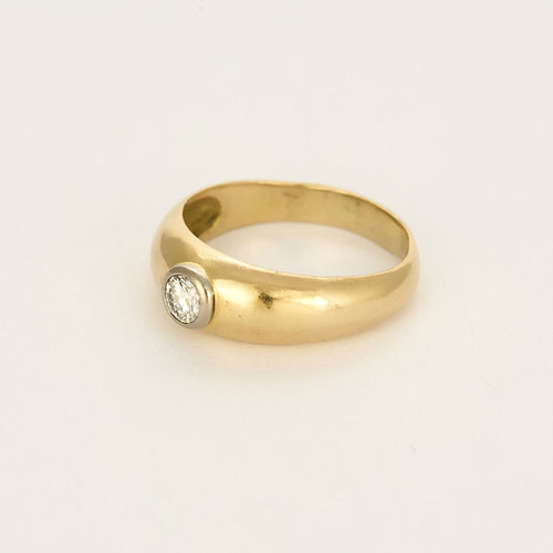 Bague jonc en or jaune, or blanc et diamant