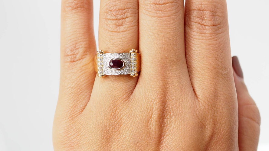 Bague 55 Bague ruban en or bicolore, diamants et rubis 58 Facettes 32538