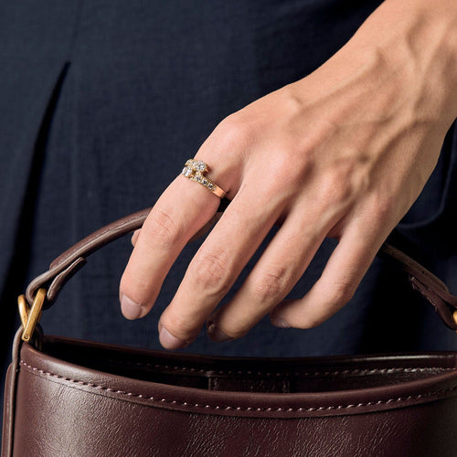 Bague 53 Bague "Toi et moi" en or jaune et diamants 58 Facettes LOR35262