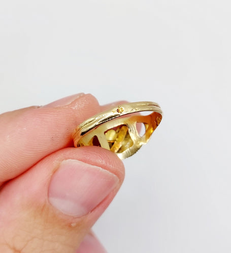 Bague 60.5 Bague victorienne or jaune, trèfle à quatre feuilles et émail bleu (circa 1890) 58 Facettes A05633