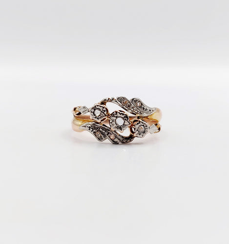 Bague 51 Bague or rose, diamants taille rose (circa 1900) tourbillon 58 Facettes A06288