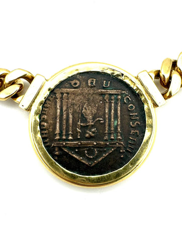 Collier BVLGARI. Collection "Monete", collier or jaune et diamants 58 Facettes