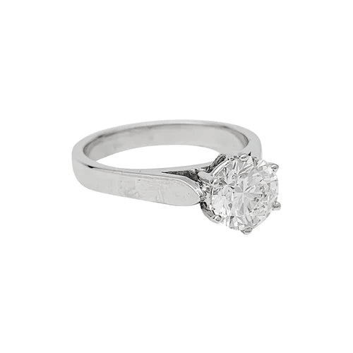 Bague 57 Solitaire en or blanc d'occasion, diamant taille brillant  1,59 carat 58 Facettes 30745