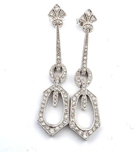Boucles d'oreilles Boucles d'oreilles en platine serties de diamants 58 Facettes