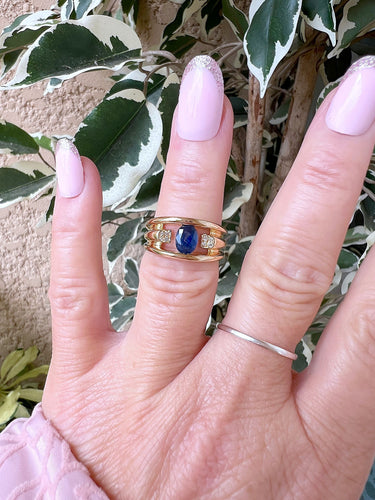 Bague 54 Bague or jaune saphir diamants 58 Facettes AA 1659