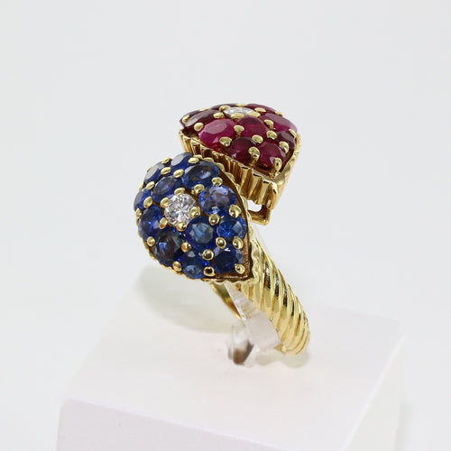 Bague 56 Bague "Toi et Moi" rubis, saphirs et diamants 58 Facettes