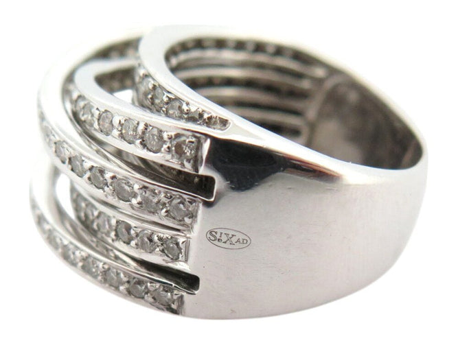 Bague 55 bague 5 rangs & 4 liens croises t55 en or blanc 18k 20gr 180 diamants 2.5ct 58 Facettes 268938