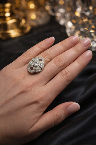 Bague 55 Bague en platine sertie d'un diamant de style Art déco 58 Facettes 50407