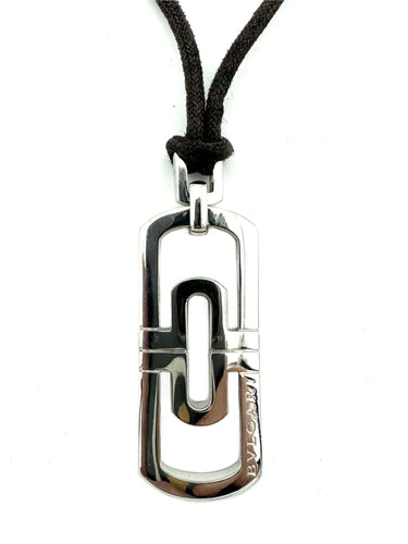 Collier BVLGARI. Collection "Parentesi", collier or blanc 18K 58 Facettes