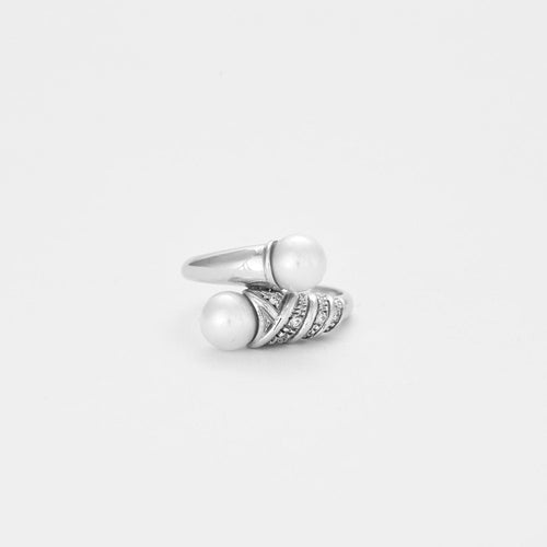 Bague 55 Bague - Toi et Moi perles et diamants 58 Facettes 2547
