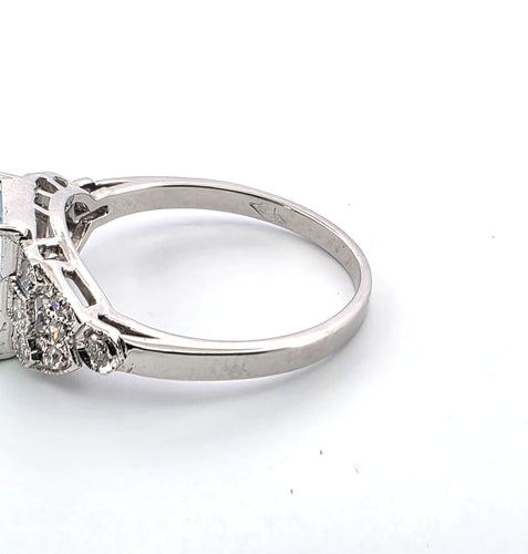 Bague vintage en or blanc avec aigue-marine de 2,40 ct et diamants de 0,25 ct